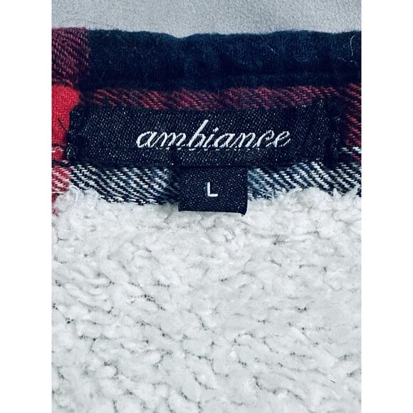 Ambience Women’s Shacket Size Large Shirt/Jacket Plaid Sherpa Button Up - Picture 7 of 11